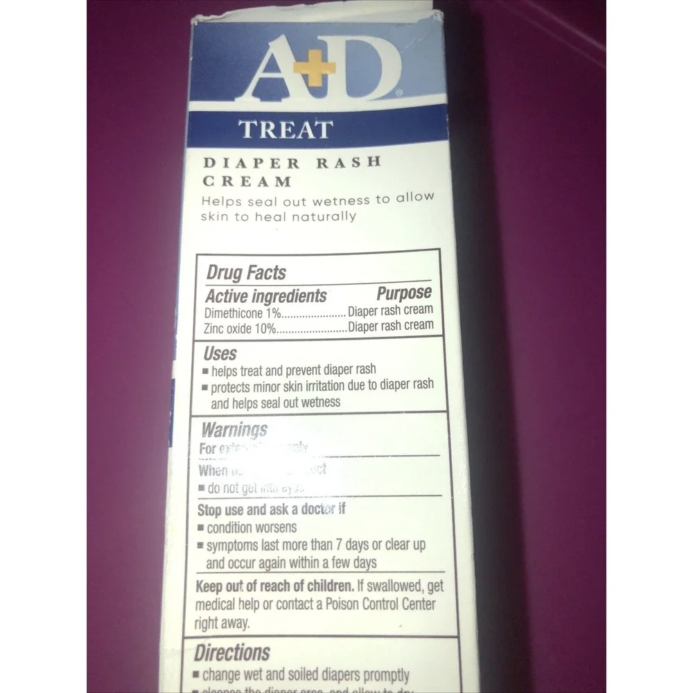 A+D Diaper Rash Cream with Dimethicone + Zinc Oxide 4oz Exp 6/2026*